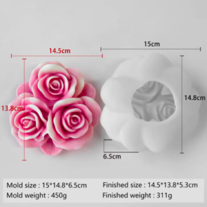 3D Triple Rose Bouquet Silicone Mold (Large) F303