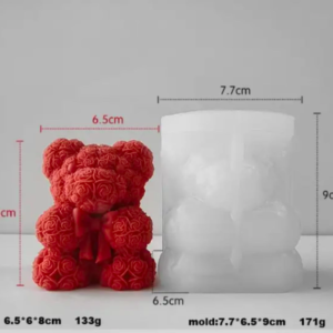 3D Heart Rose Bear Silicone Mold J-0916