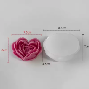 3D Heart Rose Blossom Silicone Mold J-5008