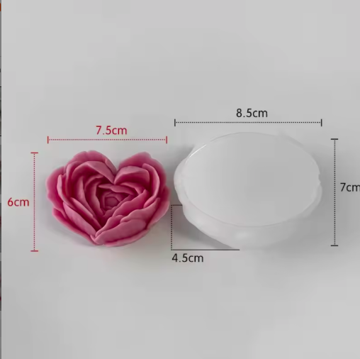 3D Heart Rose Blossom Silicone Mold J-5008 3D Heart Rose Blossom Silicone Mold J-5008