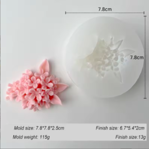 3D Hydrangea Bouquet with Leaves Silicone Mold J-0298