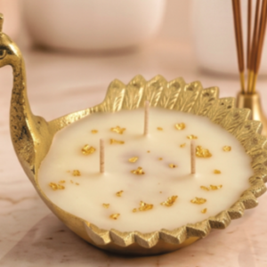 Majestic Peacock Urli Candle