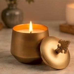 Radiant Matte Gold Fleur-de-Lis Jar Candle