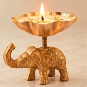 Majestic Elephant Lotus Stand Urli Candle