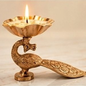 Ornate Peacock Pedestal with Lotus Urli Candle